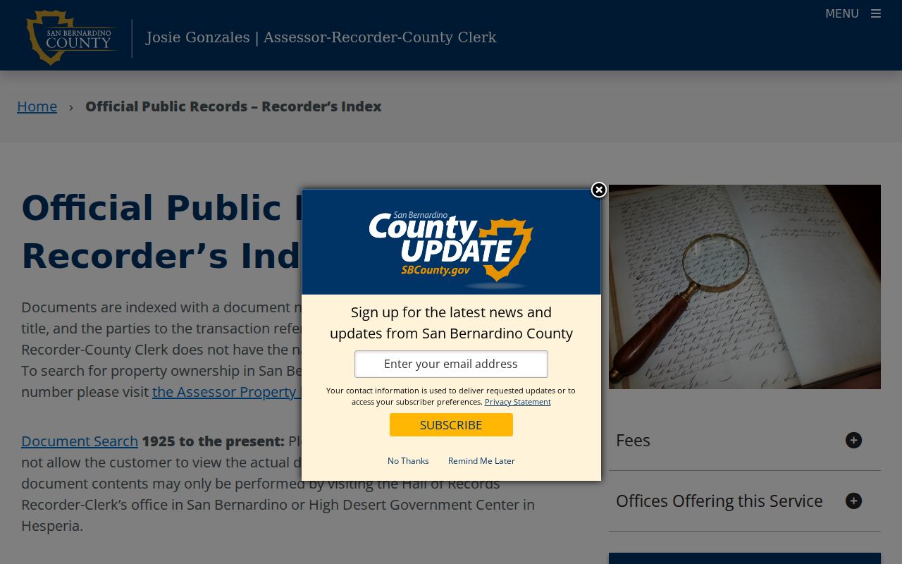 Victorville people search using San Bernardino County official records
