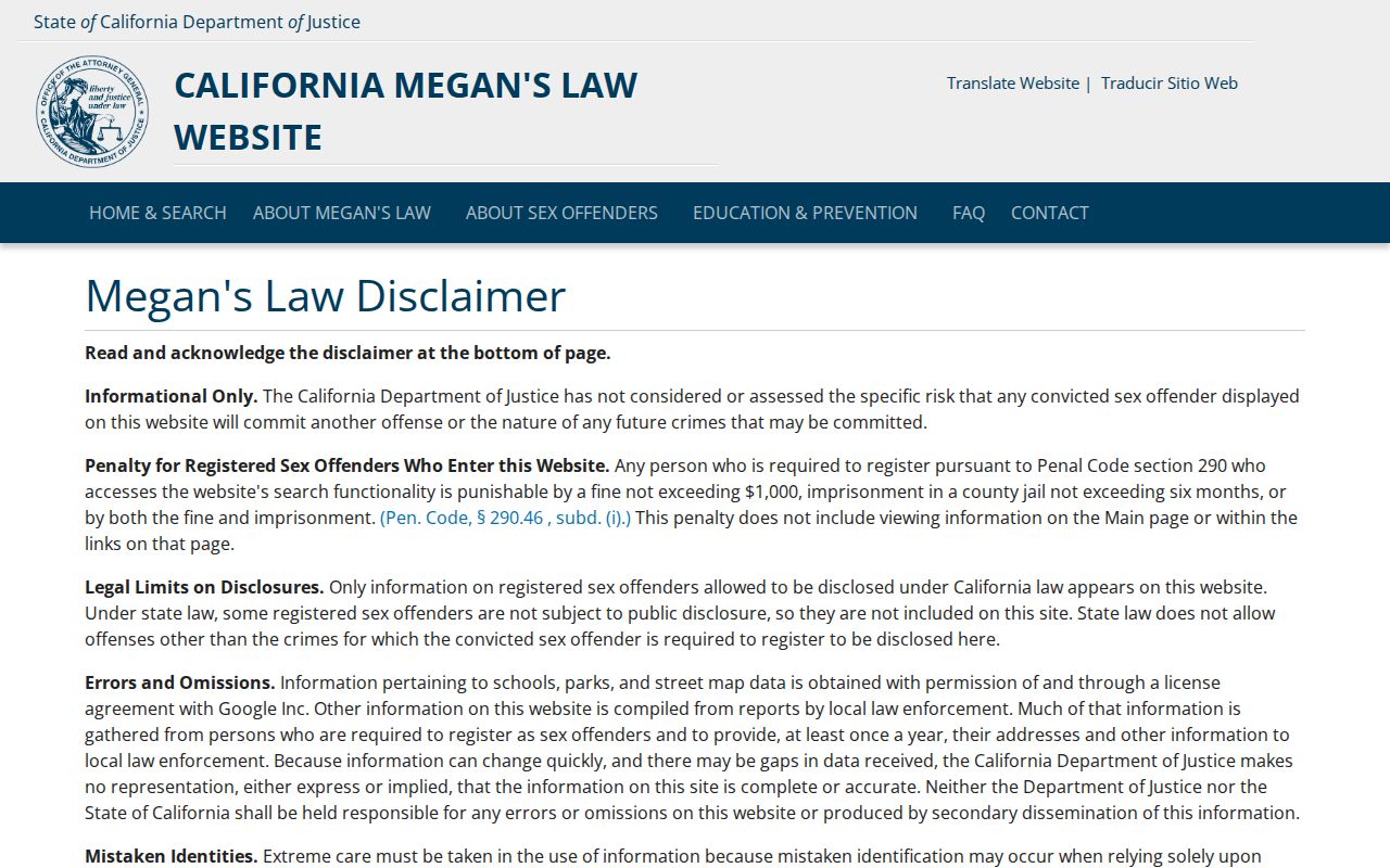 Victorville people directories access through California Megan's Law
