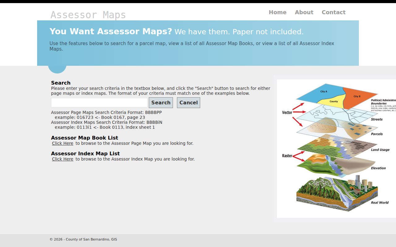 Victorville public records search in the Assessor Map Viewer for parcel and index maps