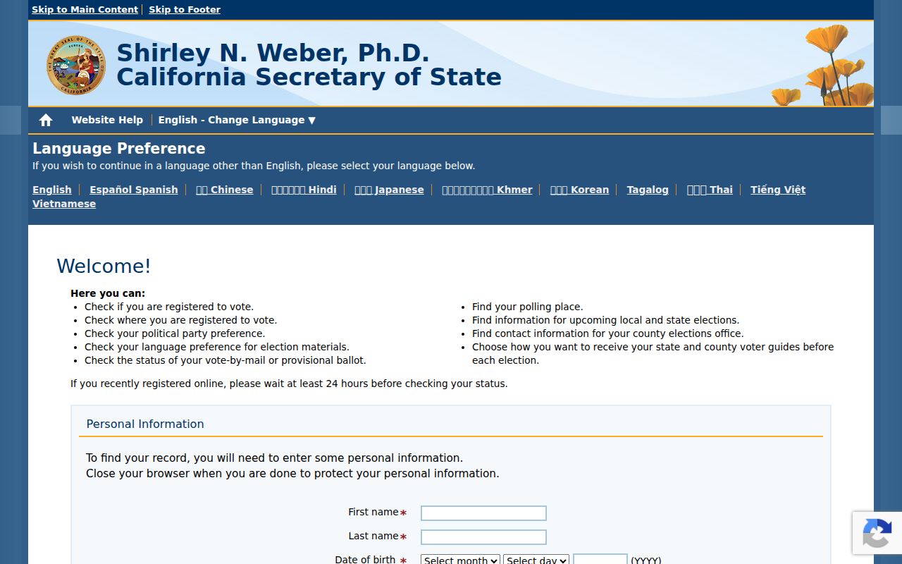Victorville voter registration search on California My Voter Status